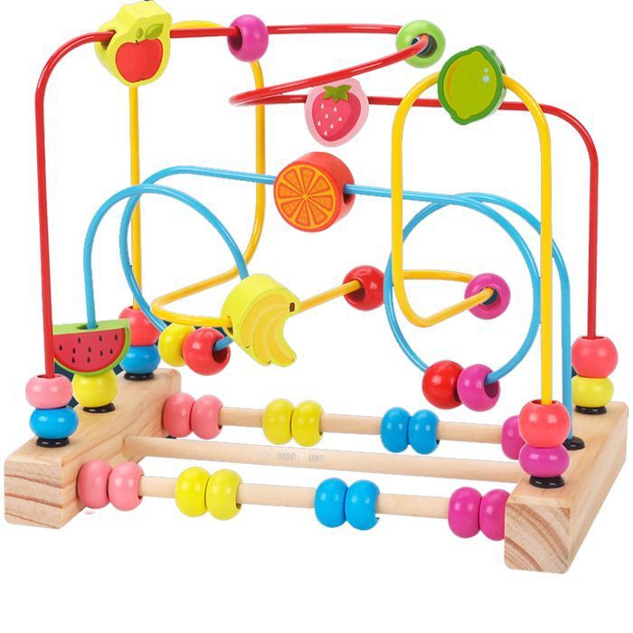 Jouet en bois perles à enfiler fruits jeu déveil pour la coordination œil-main enfant