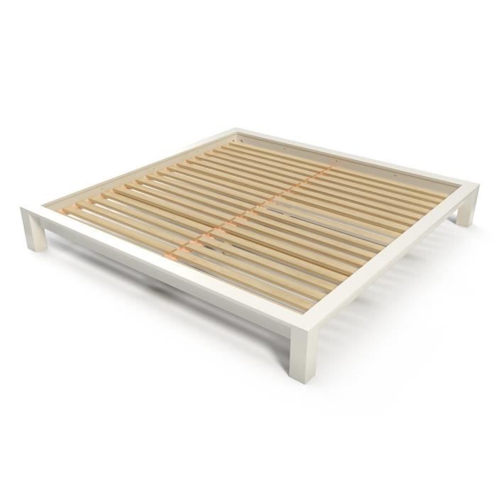 abc meubles - lit king size 200 x 200 cm bois - (blanc - 200x200)
