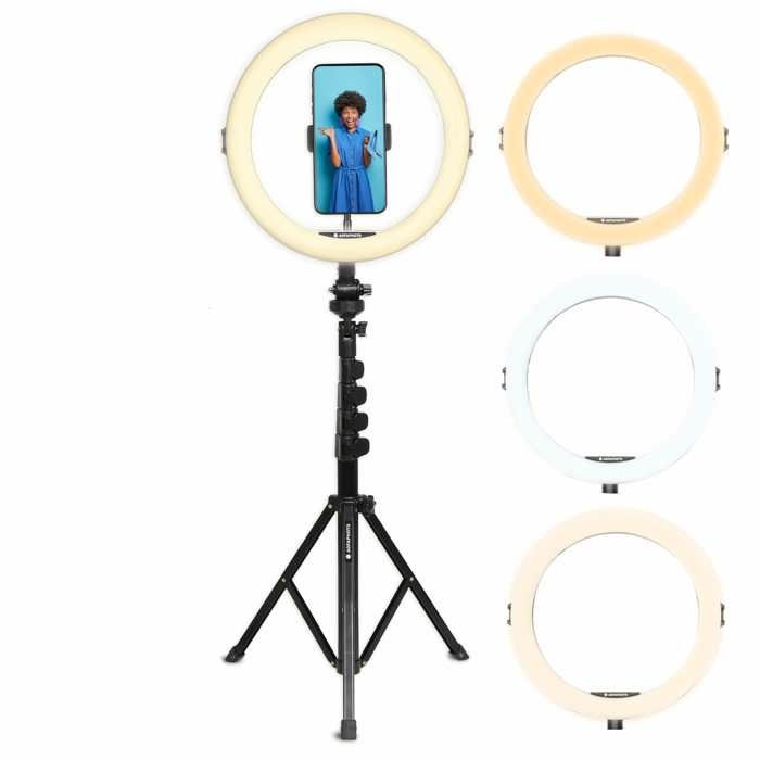 AgfaPhoto Ring Light Realiview ARL11XL avec trépied - Lumiere LED pour téléphone, selfies, vidéos, Youtube, maquillage, TikTok