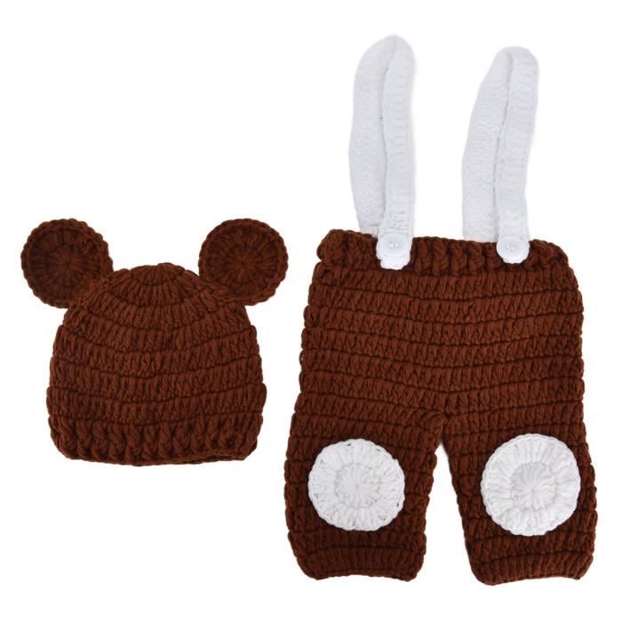 Lot De 2 Bonnets Bébé Naissance - Taille 20x22 Cm - Polyester/Spandex - Avec Nœud - Rose Et Blanc