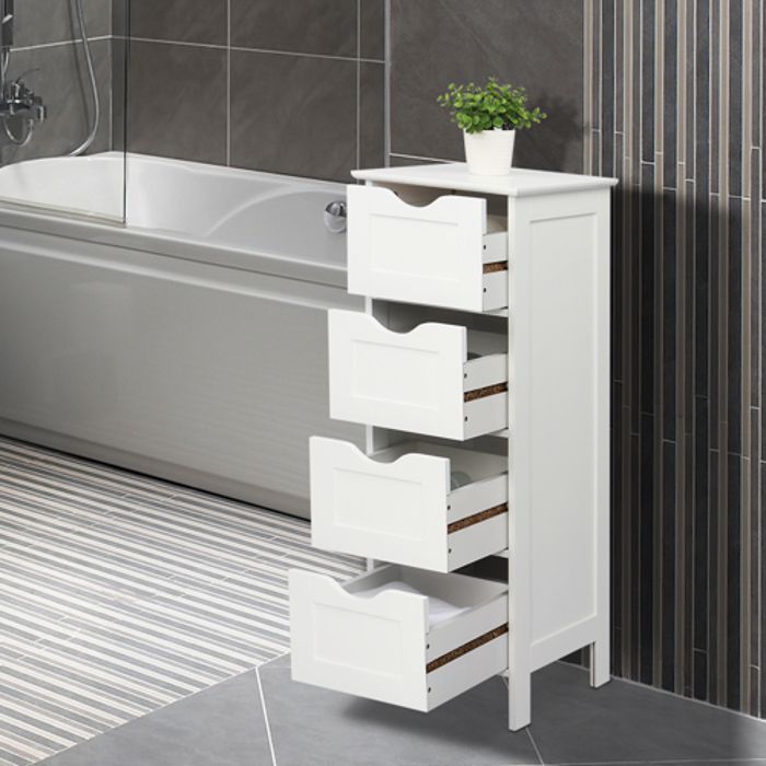 meuble colonne de salle de bain armoire toilette haute meuble etagère de salle de bain –4 tiroirs- 30 x 30 x 81.5cm