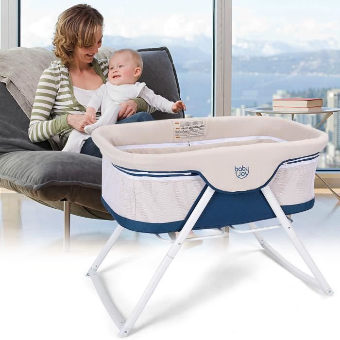 Costway Berceau Bebe Pliable Avec Matelas Berceau Cododo Lit Bebe Pliable 94x56x70cm Sac De Transport Charge 15kg Beige Cdiscount Puericulture Eveil Bebe