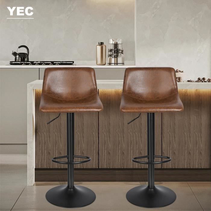 Tabouret bar YEC 2 en tissu de marquage à chaud - Marron - Forme de cuillère