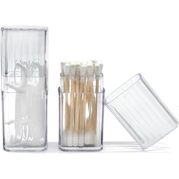 Boîtes Rangement Coton Tige SwirlColor - Lot De 3 - Transparent Portable