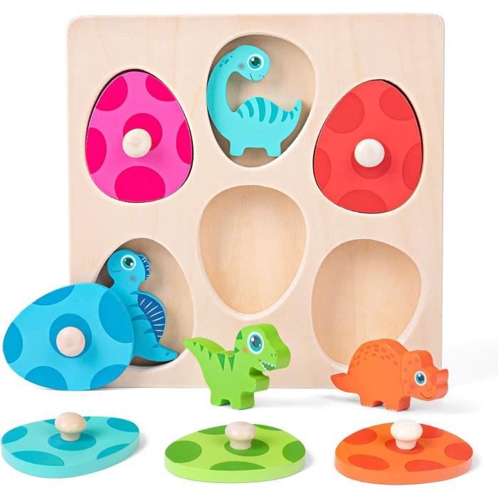 Puzzle en Bois - Jouets Montessori Enfant 1 2 3 4 Ans - Dinosaures ...