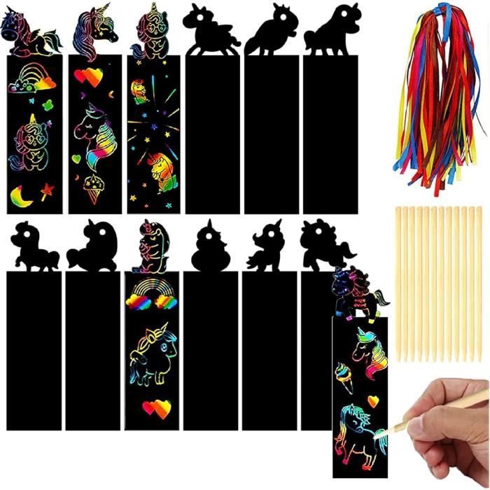 OFFCUP Carte A Gratter, 2 Pack Scratch Art Notes Dessin Gratter Pour Enfant Magic Scratch Book