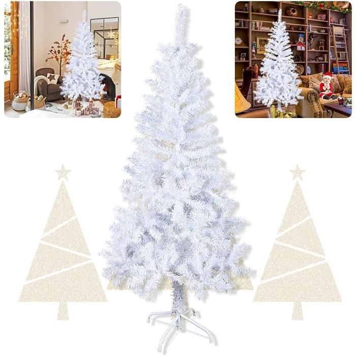 Sapin De Noël Artificiel En Pvc Avec Flocons De Neige Et Support En Métal Env. 550 Pointes 150