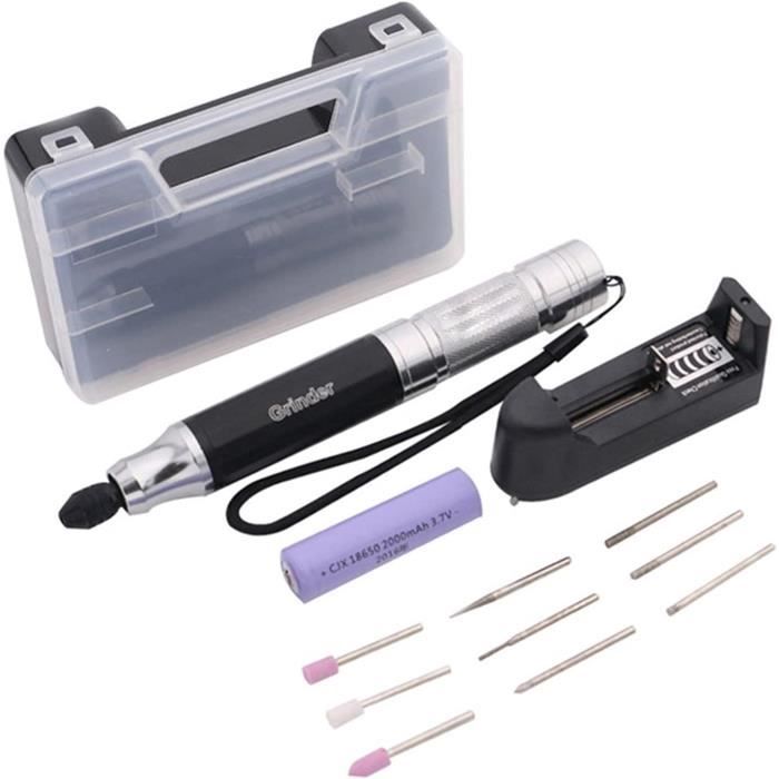 HERZO Outil Rotatif Electrique sans fil Li-Ion (3.7V), 32 pcs Accessoires, recharger par USB, Mini Outil avec 3 Vitesses 5000-15000tr/min Multifunction, pour sculpter/couper/polir