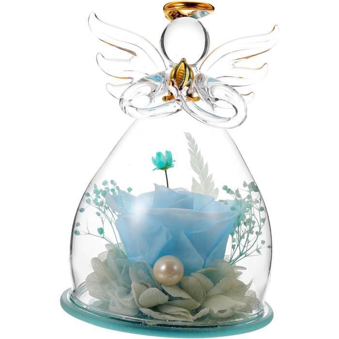 Rose Artificielle Arc-en-Ciel Dans Dôme En Verre - Cadeau Éternel Pour Femme, Mère, Épouse (Orange)