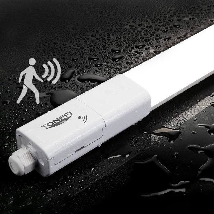Tube LED Néon 115cm Avec Détecteur Mouvement - 40W 4000LM, IP65, 6500K Blanc Froid, Pour Garage/couloir
