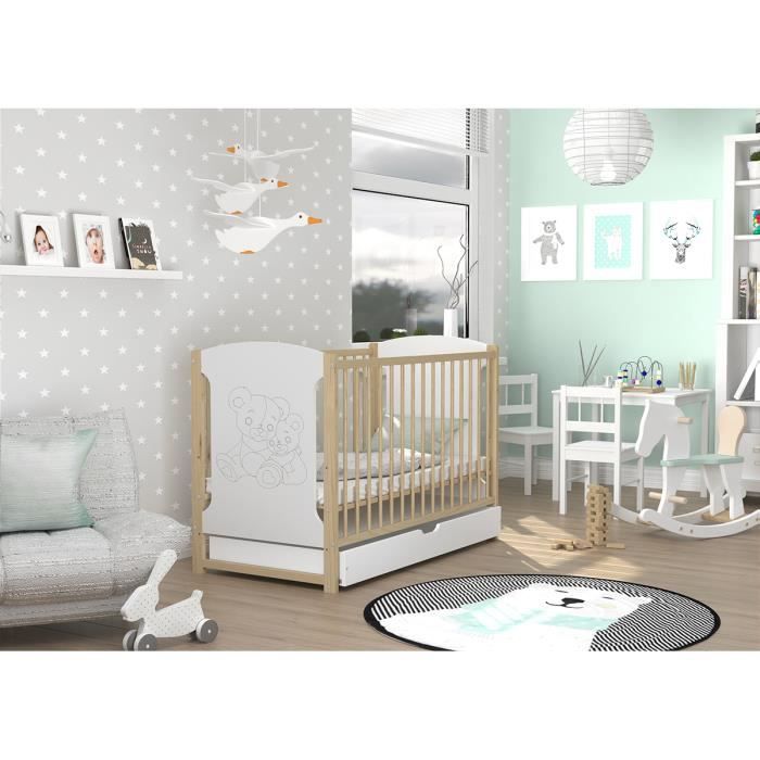 Lit Bebe Tola 01 60x1 Couleur Pin Livre Avec Le Tiroir Le Sommier Et Le Matelas En Mousse Cdiscount Puericulture Eveil Bebe