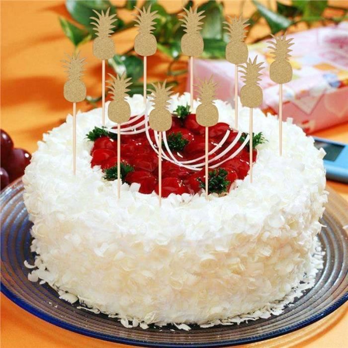 10 Pcs Ananas Forme Papier Gateau Insertion Carte Toppers