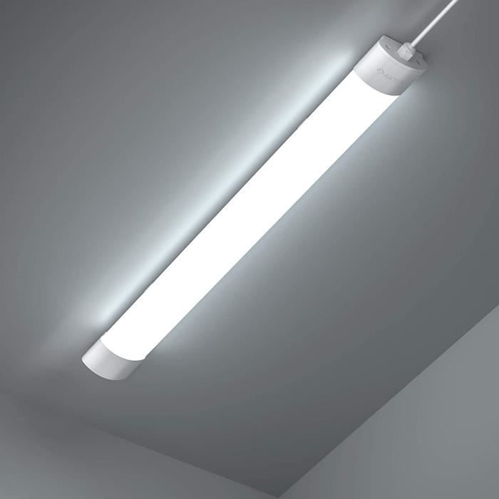 2×120CM Tube Néon LED 36W Plafonnier Néon Tube LED Étanche IP65 Lampe sur  Plafond Anti-Poussière Anti-Corrosion et Anti-Choc Tube Ampoule LED Blanc