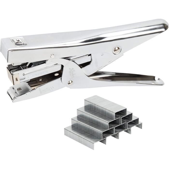 Agrafeuse De Bureau Centra En Métal - Agrafe Jusqu'à 20 Feuilles 80g/m², Compatible Agrafes 24/6 Et 26/6, Noir