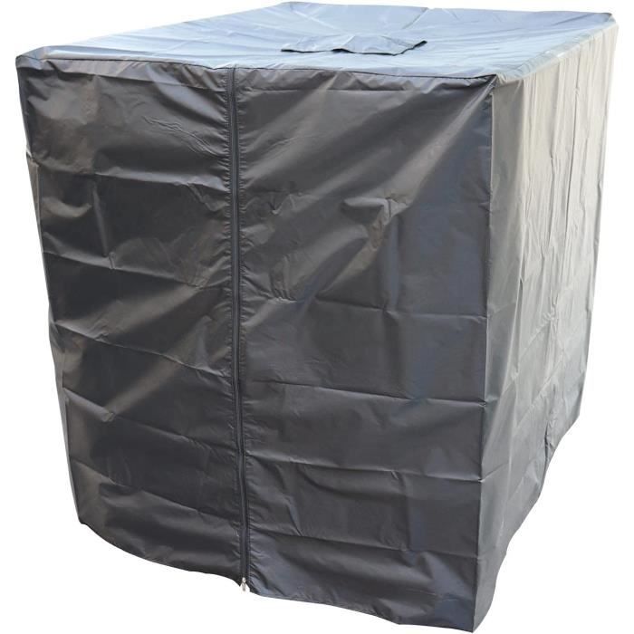 Bâche De Protection Pour Réservoir IBC 1000L - Tissu Oxford 420D Anti-UV, Anti-poussière, Anti-pluie - Avec Fermeture éclair Et Velcro - Gris