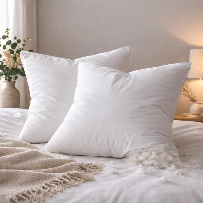 Lot de 2 oreillers Percale de Coton - Plumettes - 60 x 60 - MORTREUX