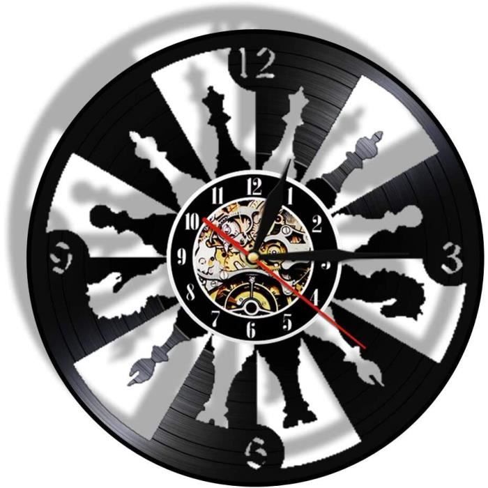 Horloge Murale Vinyle Vintage - Format 30x30cm - Design Disque Musical - Silencieuse - Déco Salon/Bureau