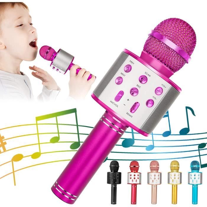 Microphone Bluetooth Karaoké Avec Haut-Parleur - Sans Fil, Effets Echo, Portable Pour Enfants & Adultes (Rose)