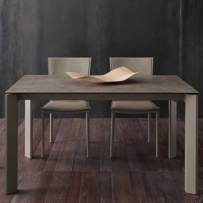 Table Avec Rallonges 10 Personnes En Ceramique Taupe Eva Taupe L
