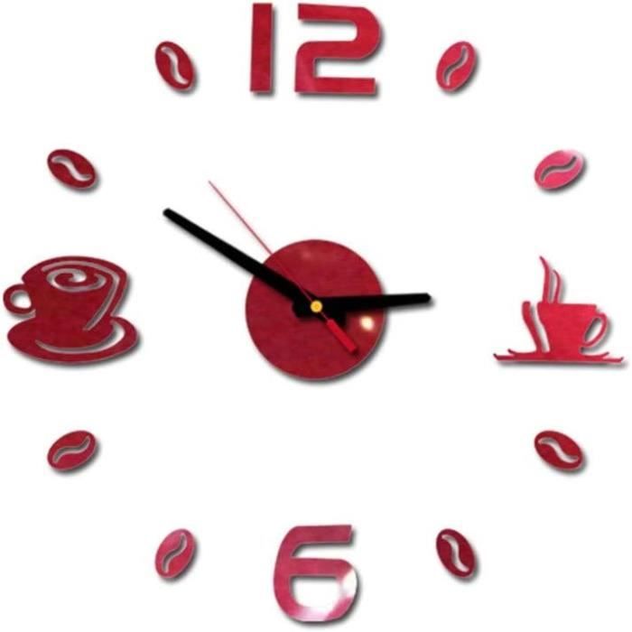 AUTOCOLLANT HORLOGE MURALE miroir 3D design unique pour bureau et