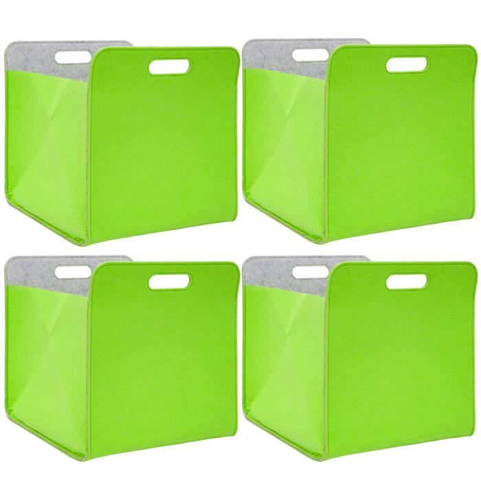 4 boîtes de rangement feutre 33x33x38cm kallax panier feutrine étagère ikea vert