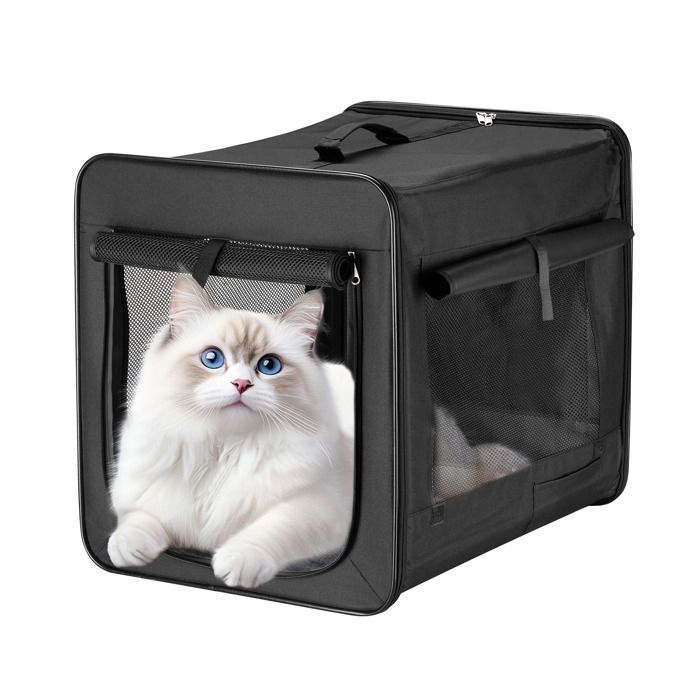 Wiltec Caisse de transport noire pliable pour chiens chats animaux domestiques - taille S / 42 x 36 x 41 cm / charge max. 5 kg - ave