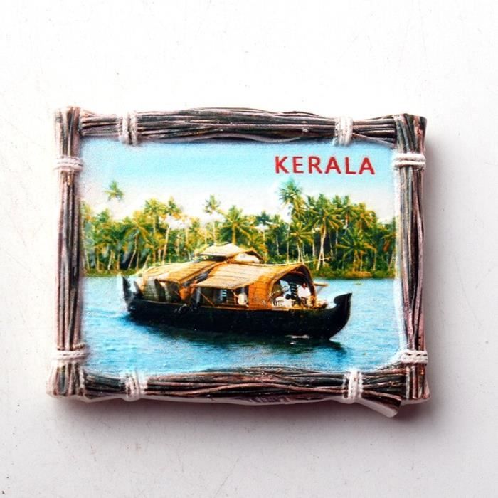 Calamita Da Frigo 3D Kerala India - Souvenir Di Viaggio In Resina, Dimensioni 9,5 X 3 Cm, Regalo Decorativo
