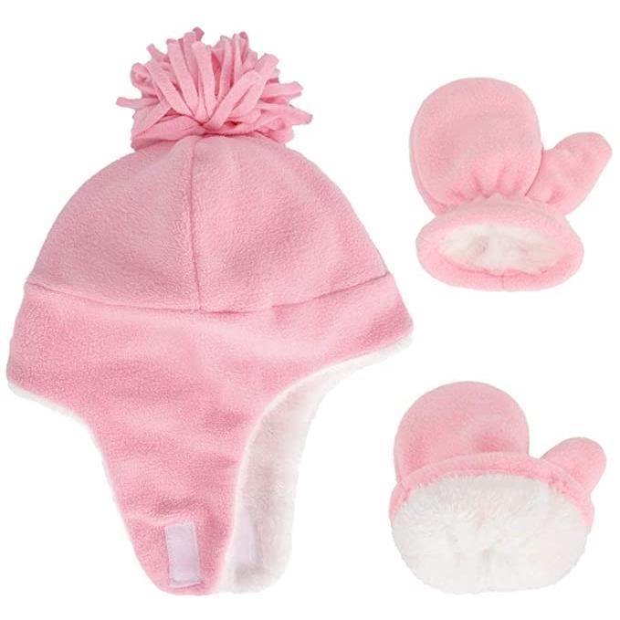 Bonnet En Molleton Chaud Pour Bebe Garcon Fille Ensemble Chapeau Et Moufle De Pilote D Hiver A Oreillettes Pour Bebe L Rose Cdiscount Puericulture Eveil Bebe