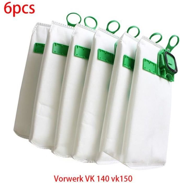 Sacs aspirateur - Vorwerk - VK 140 et VK 150 - 6 pièces - Non tissé - Vert et blanc - Vorwerk
