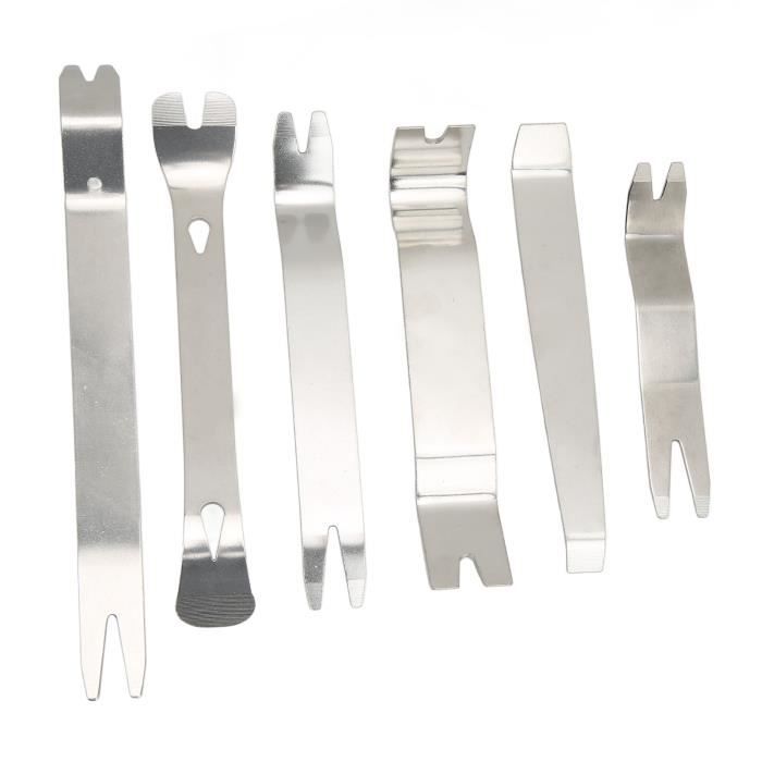6 pièces Kit d'outils de suppression de garniture de voiture en acier  inoxydable universel Clip outils de levier pour porte fenêtre