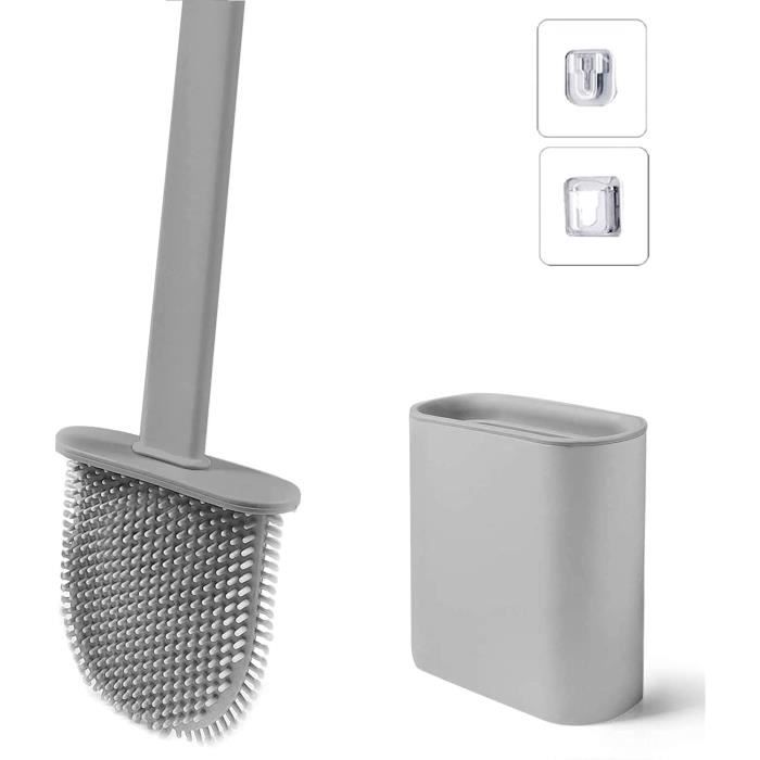 Brosse WC Silicone Avec Support Mural - Nettoyage Efficace Et Séchage Rapide