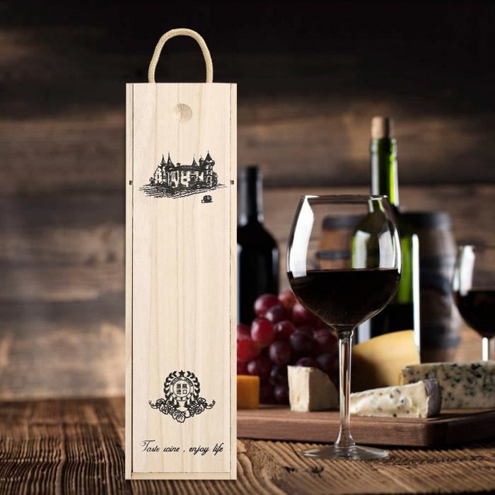 Qiilu porte-vin en bois Boîte de bouteille de vin rouge rétro Portable  conteneur de stockage en bois délicat décoration de cas