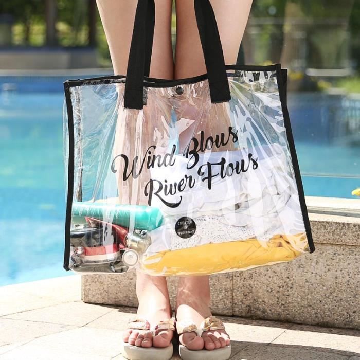 Sac tanche Sac de plage Transparent en PVC pour femmes grande
