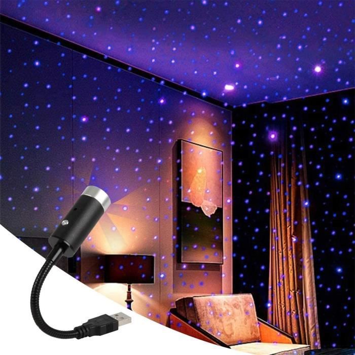 Bleu USB Lampe Décorative LED Voiture Toit Étoile Veilleuse Projecteur  Réglable D'éclairage Multiples Effets - Cdiscount Maison