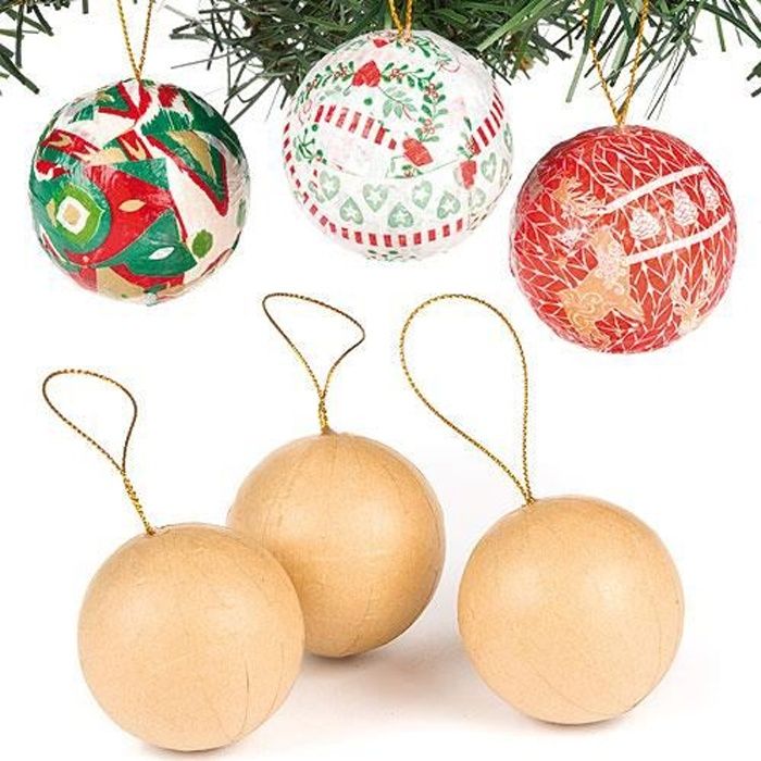 Boules De Noël à Décorer En Carton épais Que Les Enfants Pourront Fabriquer Et Suspendre Sur Le Sapin De Noël Lot De 6
