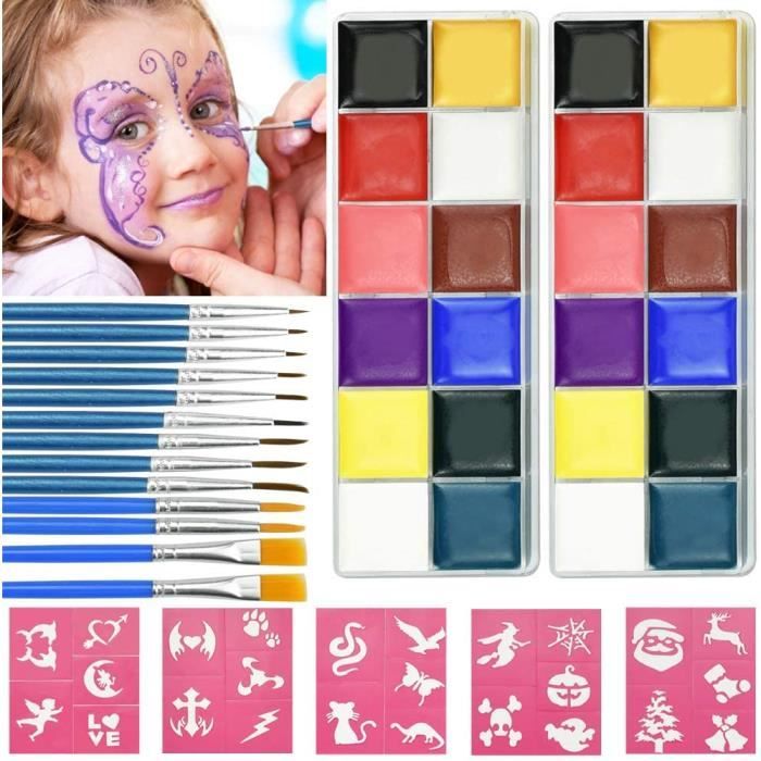 Kit de peinture pour le visage, maquillage imperméable, Non toxique,  peinture à l'eau, huile, bricolage, Festival, pigments pour peinture du  visage, jouets pour enfants