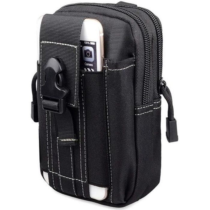 Sac Tactique Ceinture Sacoche Ceinture Multifonctionnel avec un Mousqueton pour Cyclisme Randonnee pour l exterieur Camping Noir Cdiscount Bagagerie Maroquinerie