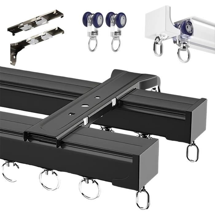 V3VOGUE Rails De Rideaux En Aluminium 50cm À 600cm Pour Rideaux Coulissants, Séparateur De Pièce Intimité, Tringle À Rideaux Robustes, Rails De Rideaux Montage Mural Au Plafond