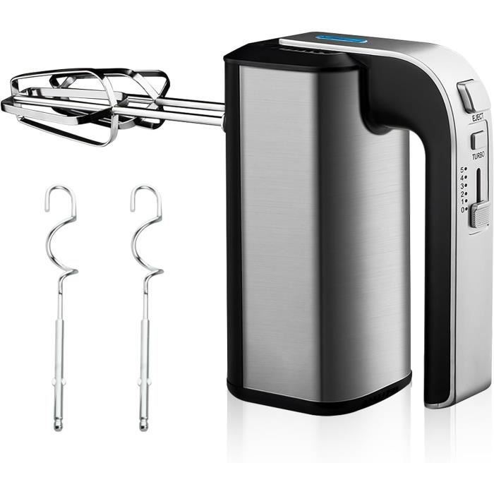 Batteur électrique 800W En Acier Inoxydable - 5 Vitesses, 2000 Tr/min - Avec Fouets Et Crochets à Pâte - Pour Pâtisserie Et Cuisine - 5
