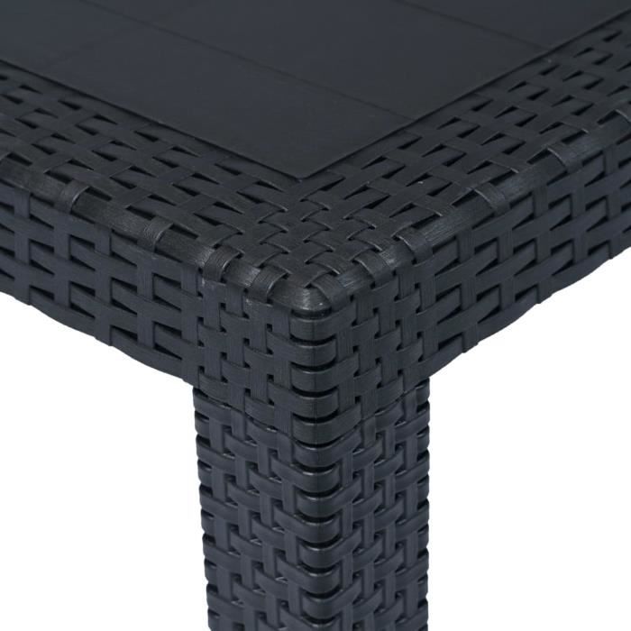 Lisa-Boutique Table de jardin Anthracite 220x90x72 cm Plastique Aspect rotin 84399