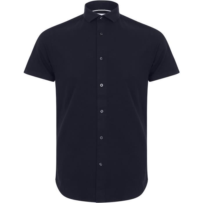 NINES Chemise Manches Courtes Bleu Marine Homme Bleu Cdiscount