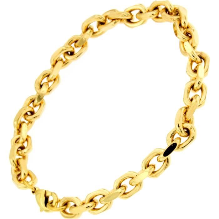 Bracelet Grain De Café Creux Alterné, 2 Ors 750, 21 Cm