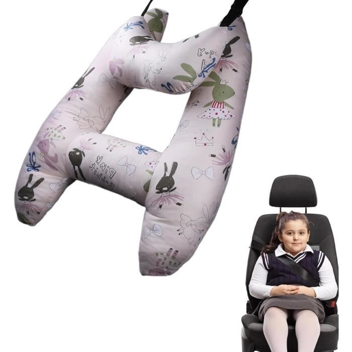 Oreiller De Voyage Pour Enfants, Support De Tête En Forme De H, Doux Et Respirant Avec Bretelles Réglables, Coussin De Sommeil Pour Siège Arrière De Voiture