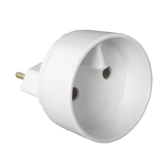 ZENITECH Adaptateur mâle 6A en femelle 16A blanc