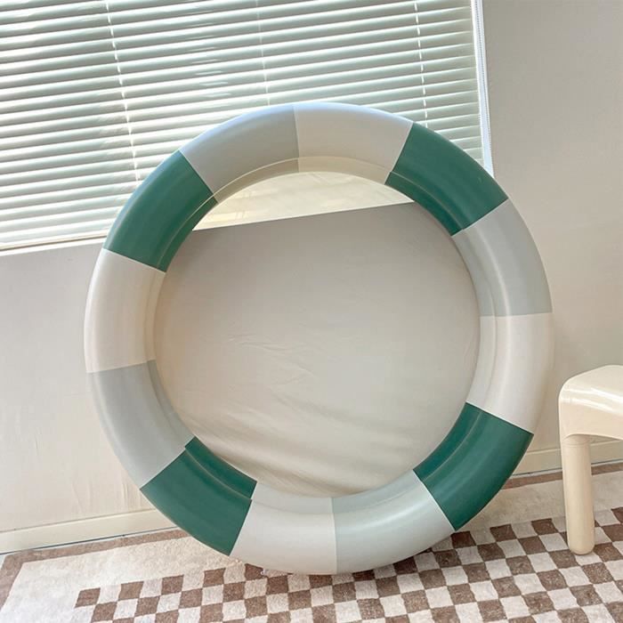Piscine Gonflable Pliable Pour Bébé – Style Rétro Rayures Jaunes, En PVC épais, Pour 3-6 Ans