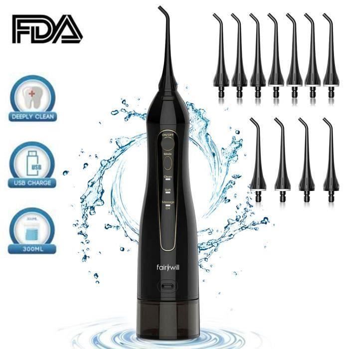 Hydropulseur Dentaire Portable TUREWELL FC1591 - Réservoir 300ml - Jet D'eau Pour Nettoyage Des Dents