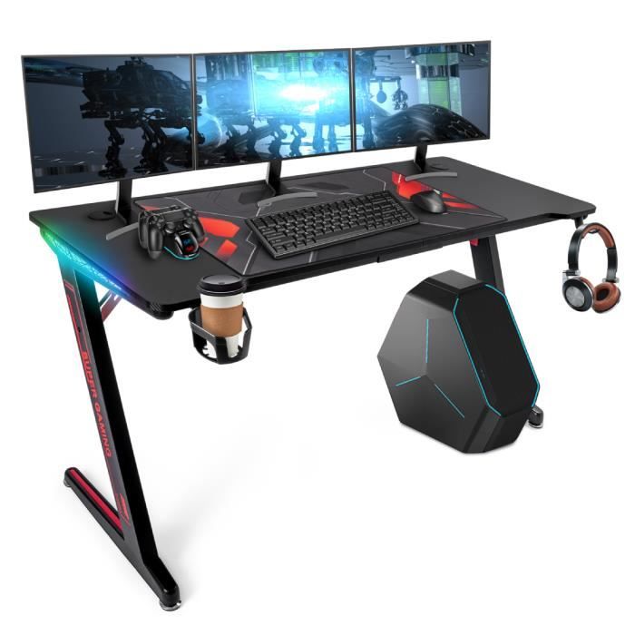 UNHO Bureau Gamer LED Angle Droit Bureau Gaming Forme L 162x100x77cm Table  Table Ordinateur - Cdiscount Maison