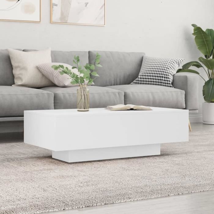 Table basse - FYDUN - 100x495x31 cm - Bois dingénierie - Blanc - Design moderne