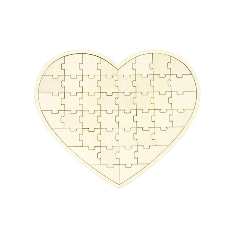 puzzle en bois forme coeur generique - 44 pièces - alternative au livre d'or de mariage