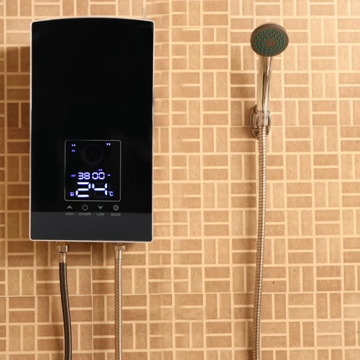 GOTOTOP chauffe-eau vocal Chauffe-eau électrique instantané à commande vocale mural pour salle de bain bain 220-240V (or)